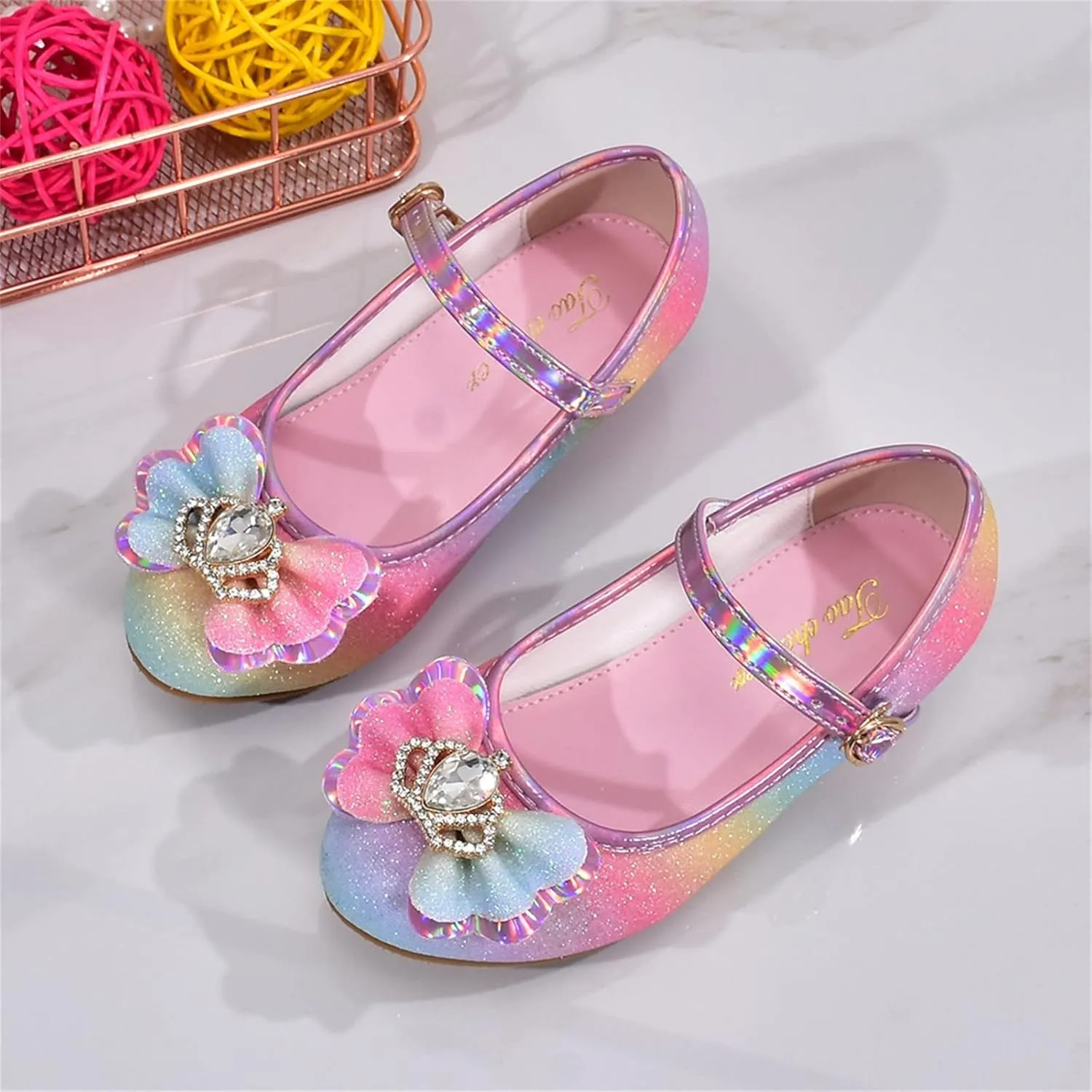Girls Colorful Bow Shiny Mary Jane Low Heel Dress Up Shoes Kids Wedding Party Pump Shoes Baby Girls Sandals