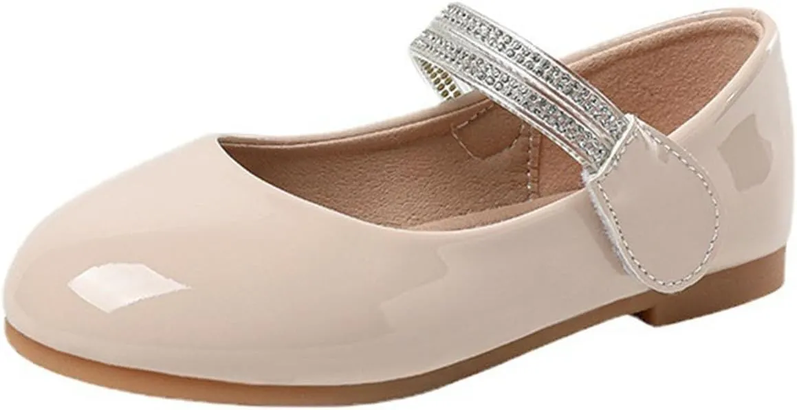 Girls Dress Shoes Patent Ballerina Flats Kids Toddler Girls Mary Jane Low Heels Shoes for Little Girl Dress up Shoes