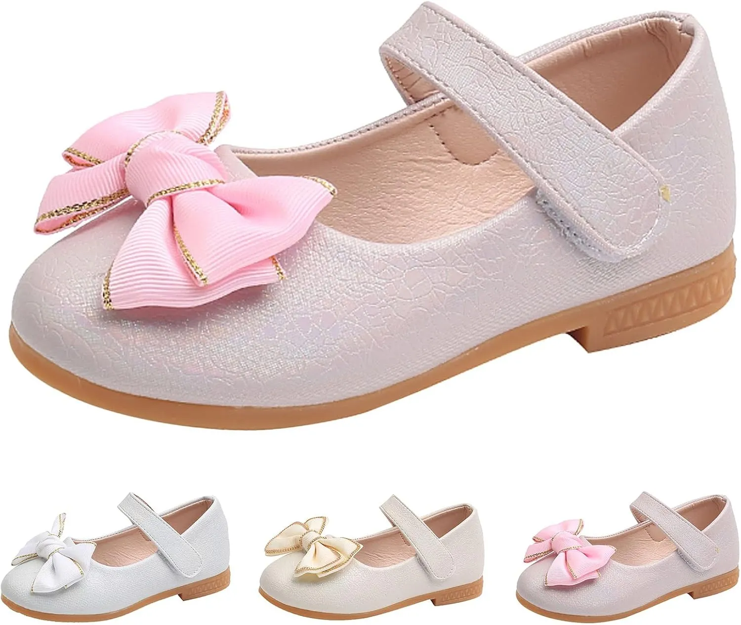 Girls Dress Shoes Toddler Flower Girl Little Kids Mary Jane Ballet Flats Bows Wedding Party School Communion Shoes