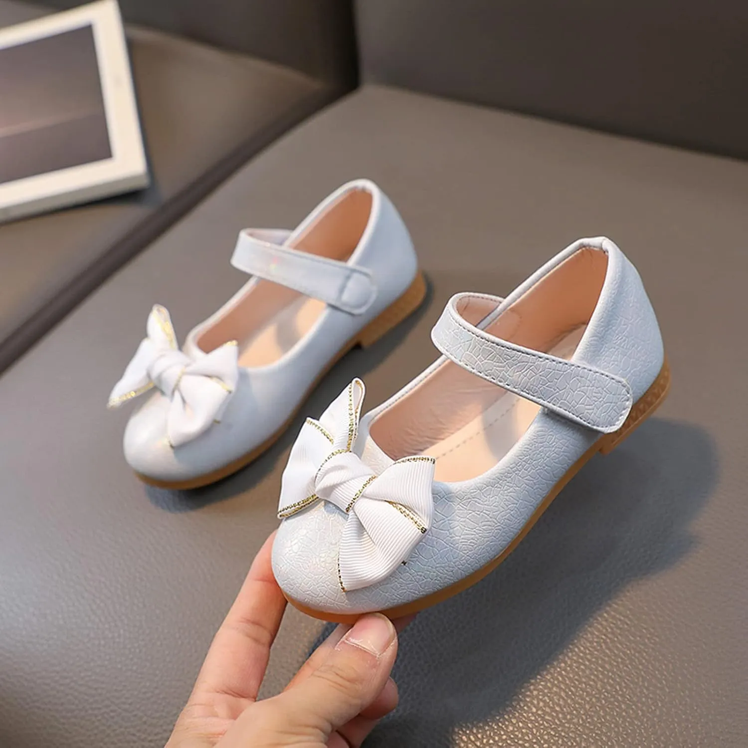 Girls Dress Shoes Toddler Flower Girl Little Kids Mary Jane Ballet Flats Bows Wedding Party School Communion Shoes