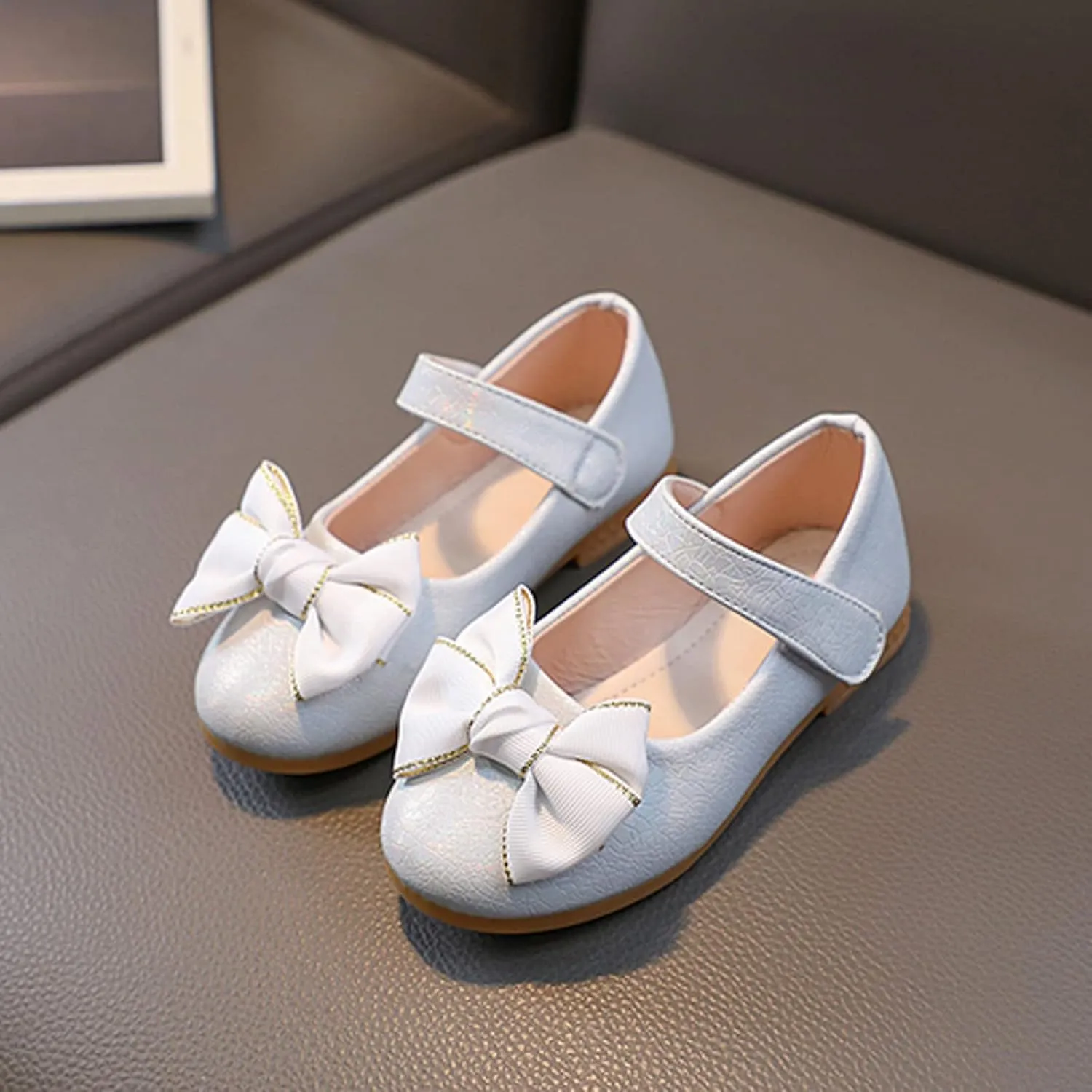 Girls Dress Shoes Toddler Flower Girl Little Kids Mary Jane Ballet Flats Bows Wedding Party School Communion Shoes