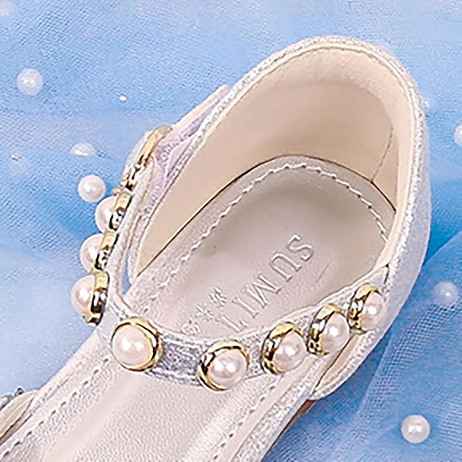 Girls Rhinestone Dress Shoes Glitter Sequins Closed Toe Party Wedding Flower Little Girl Kids Crystal Slippers