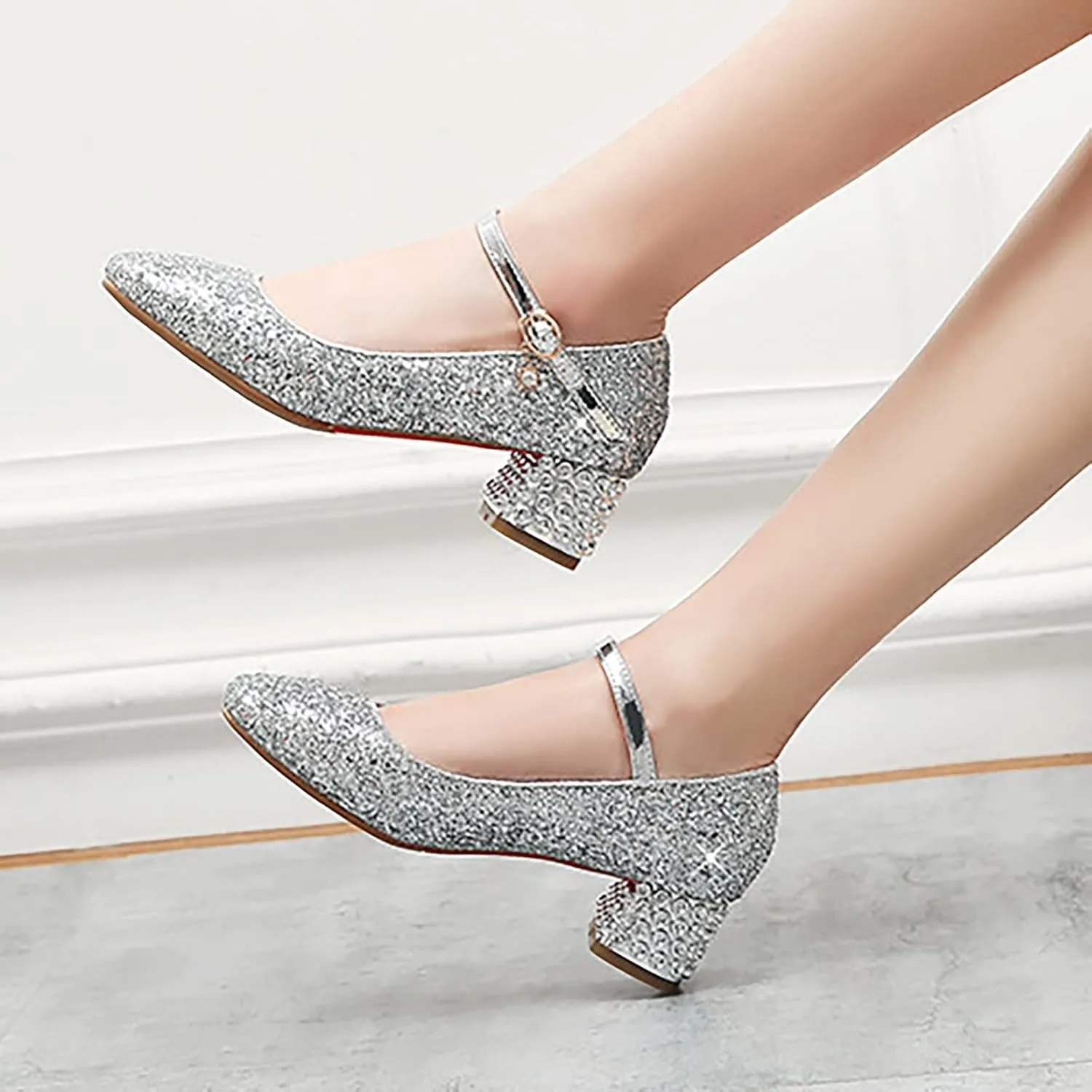 Girls Shoes High Heel Toddler Girls Dress Shoes Sparkle Mary Jane Flower Girls Wedding Birthday Party Prom
