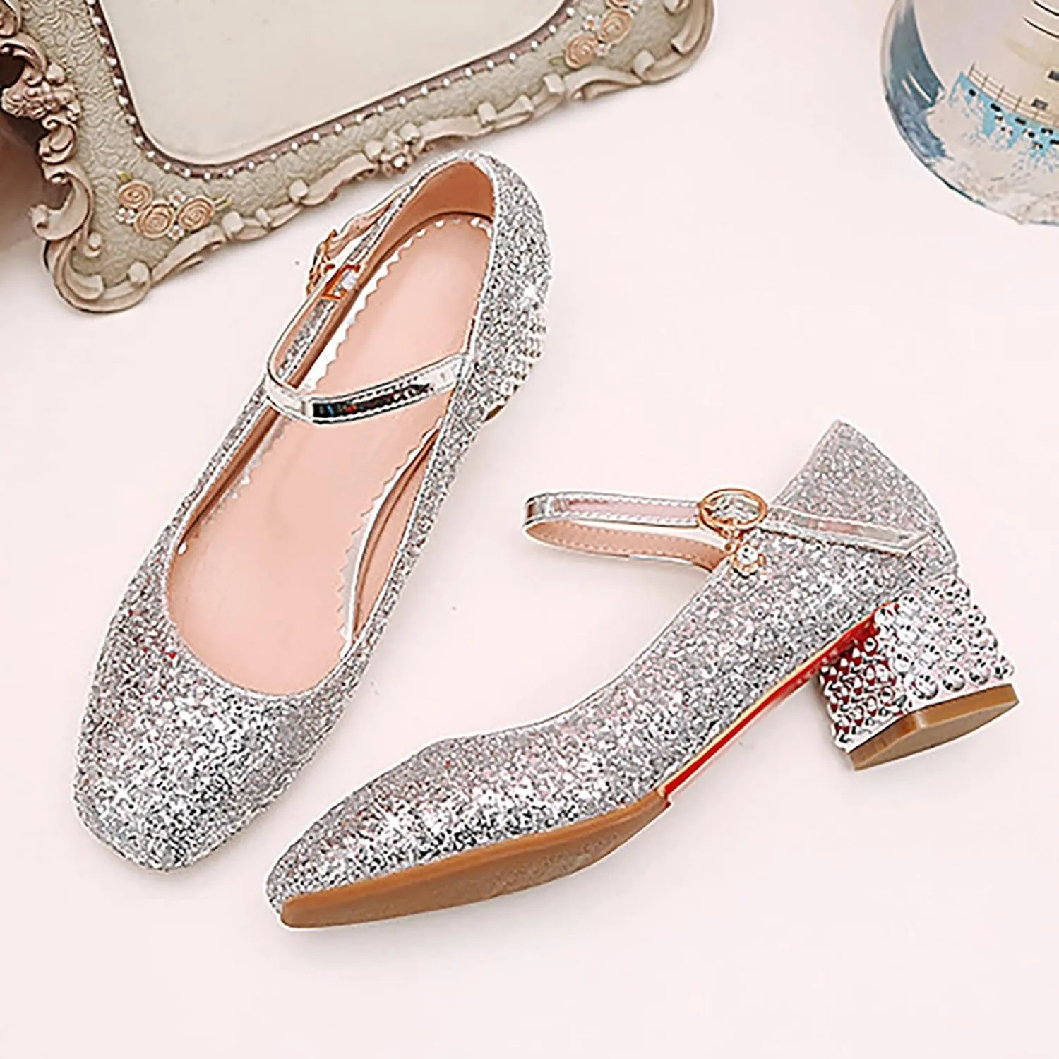 Girls Shoes High Heel Toddler Girls Dress Shoes Sparkle Mary Jane Flower Girls Wedding Birthday Party Prom