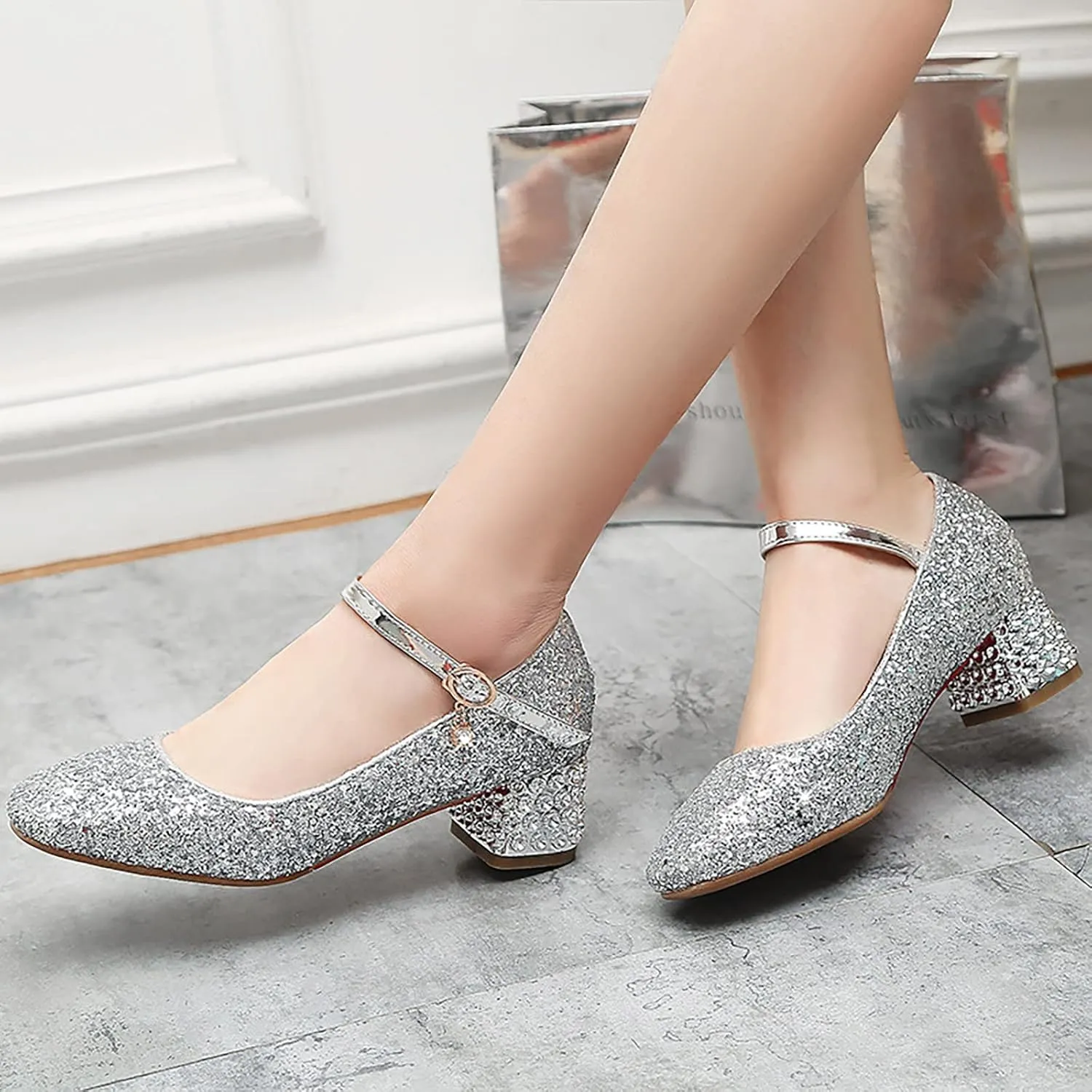 Girls Shoes High Heel Toddler Girls Dress Shoes Sparkle Mary Jane Flower Girls Wedding Birthday Party Prom