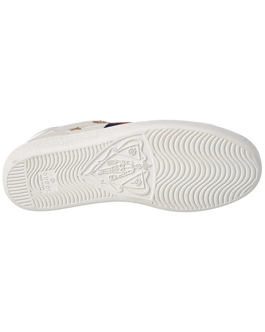 Gucci Bees & Stars Embroidered Leather Sneaker