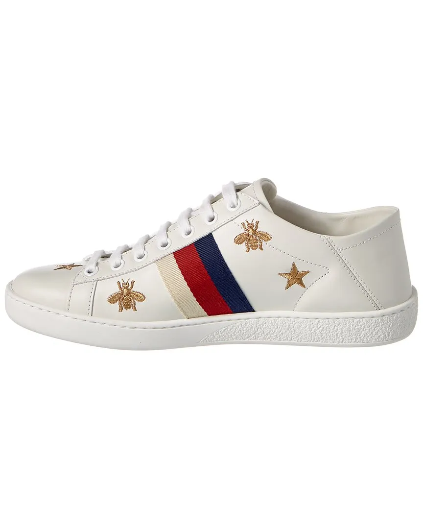 Gucci Bees & Stars Embroidered Leather Sneaker