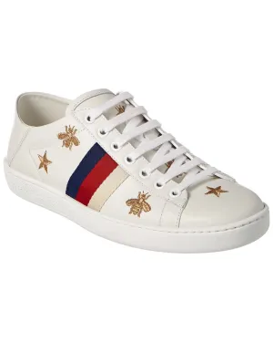 Gucci Bees & Stars Embroidered Leather Sneaker