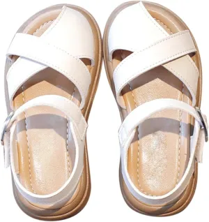 Half Open Toe Girls Sandals Open Toe Breathable Non-Slip Flats Beach Lightweight Rubber Baby Holiday Sandals