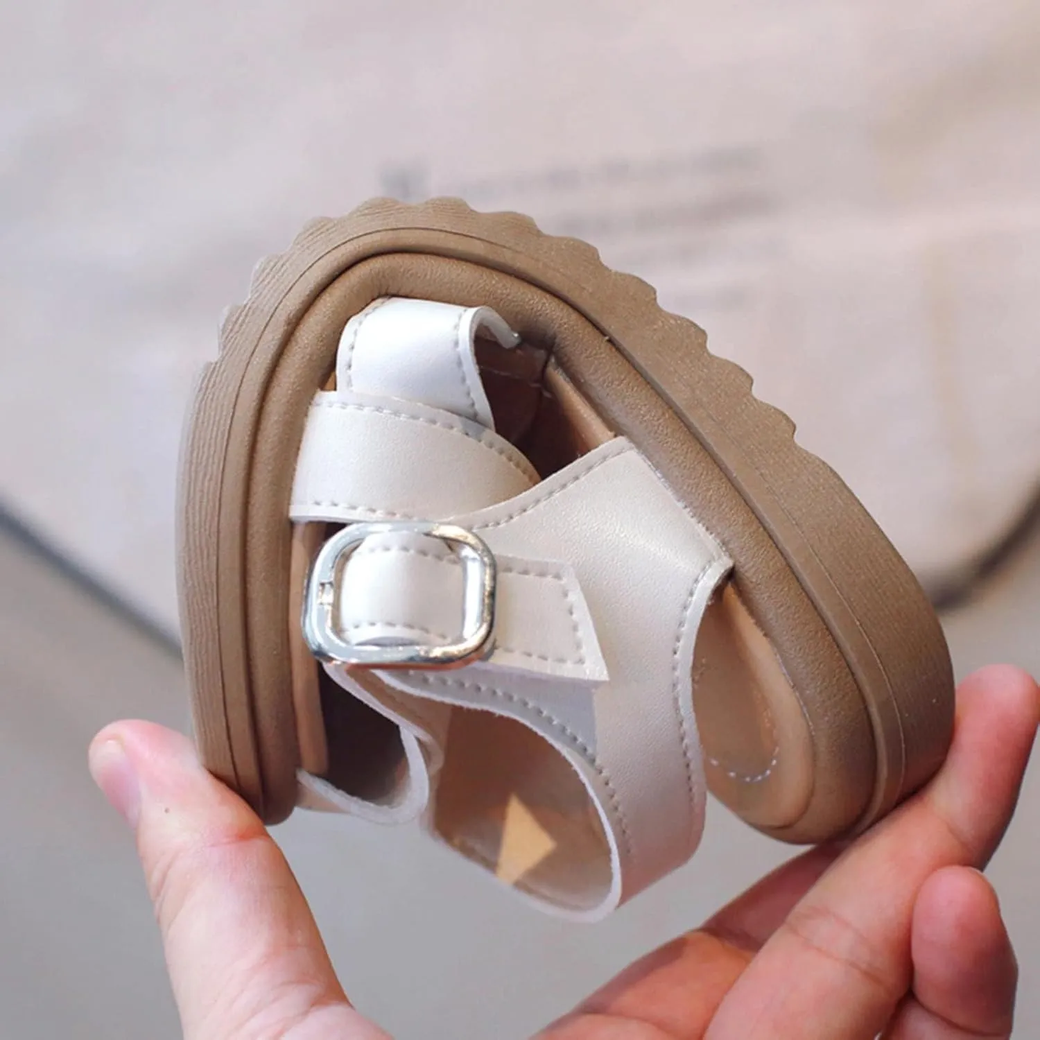 Half Open Toe Girls Sandals Open Toe Breathable Non-Slip Flats Beach Lightweight Rubber Baby Holiday Sandals