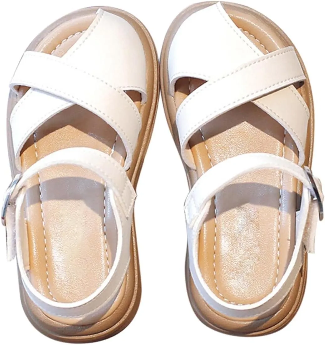 Half Open Toe Girls Sandals Open Toe Breathable Non-Slip Flats Beach Lightweight Rubber Baby Holiday Sandals