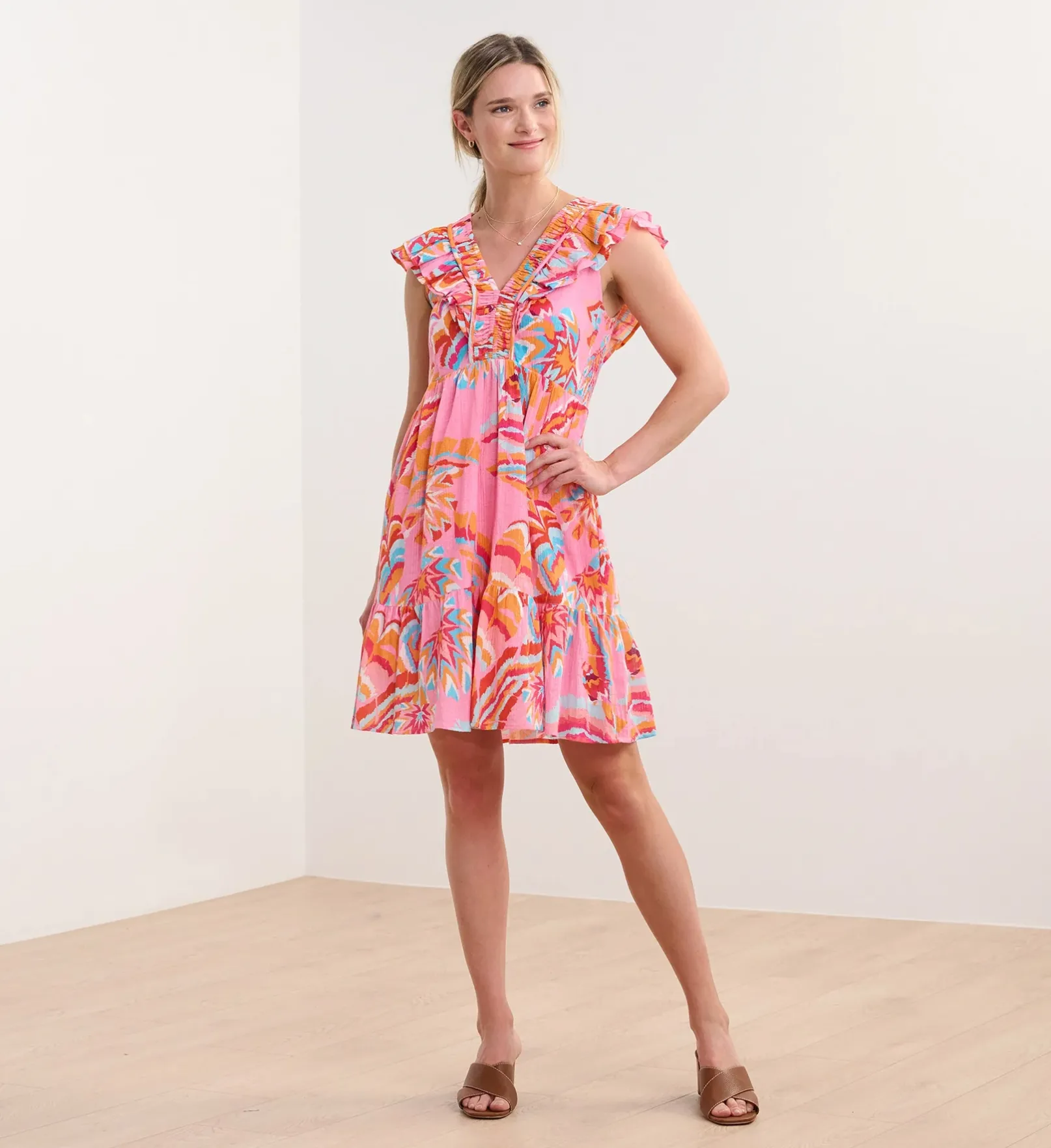 Hatley Zoe Ruffle Sleeve Dress - Blooming Palms