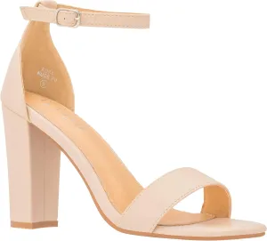 ILLUDE Womens Open Toe Ankle Strap Chunky Block High Heel - Formal, Wedding, Party Classic Heeled Sandals - Ruby