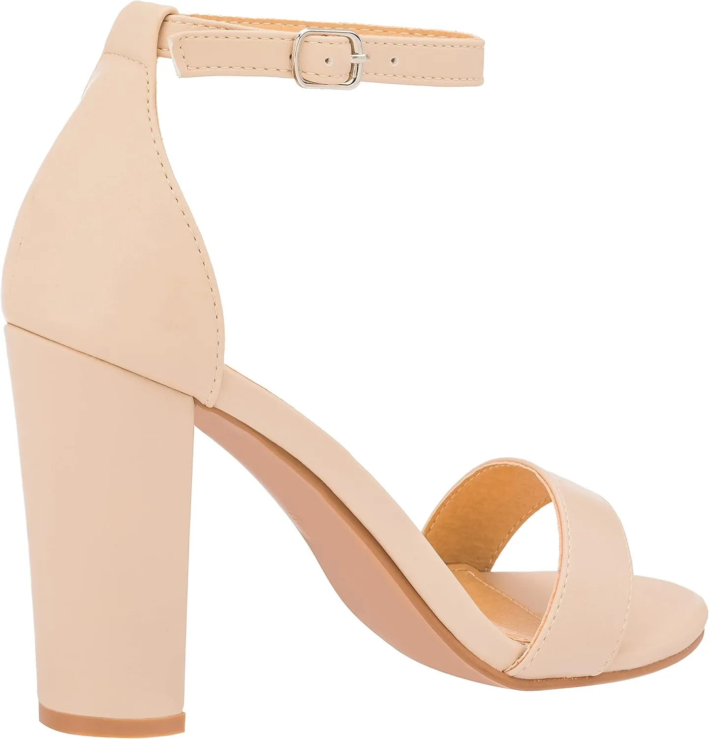 ILLUDE Womens Open Toe Ankle Strap Chunky Block High Heel - Formal, Wedding, Party Classic Heeled Sandals - Ruby