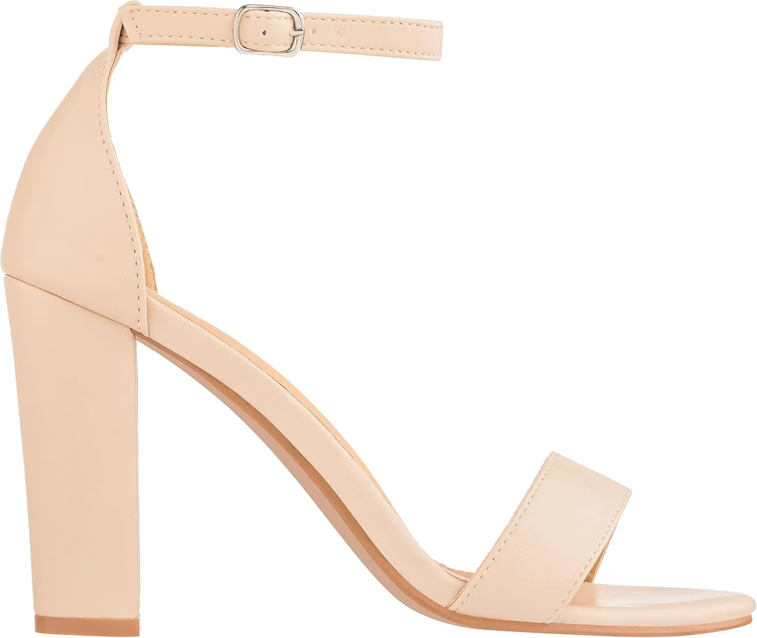 ILLUDE Womens Open Toe Ankle Strap Chunky Block High Heel - Formal, Wedding, Party Classic Heeled Sandals - Ruby