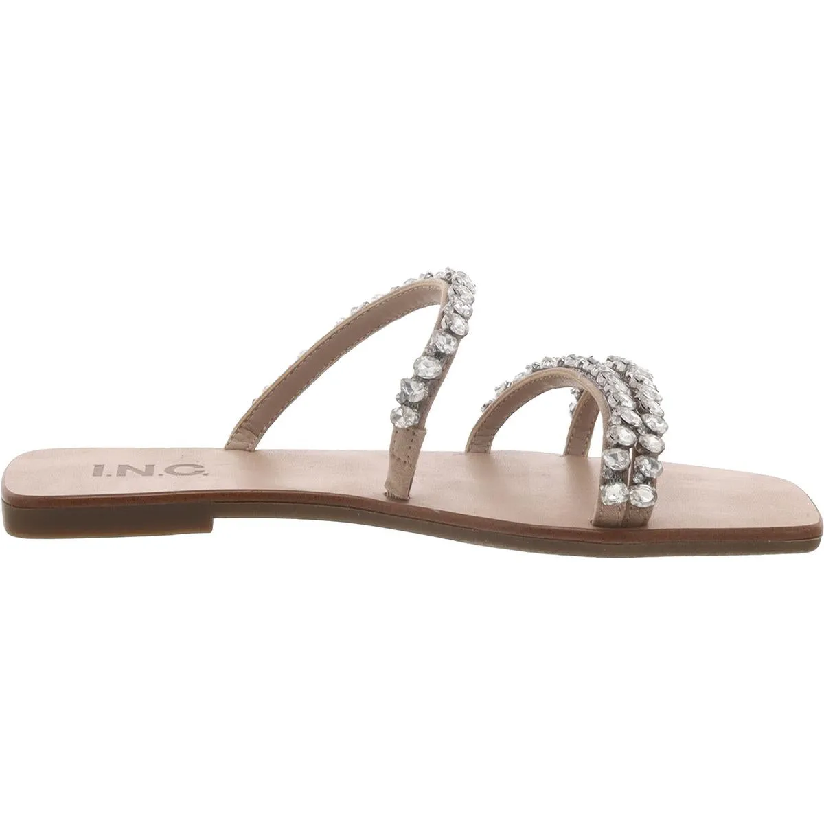 INC Womens Faux Leather Laceless Slide Sandals