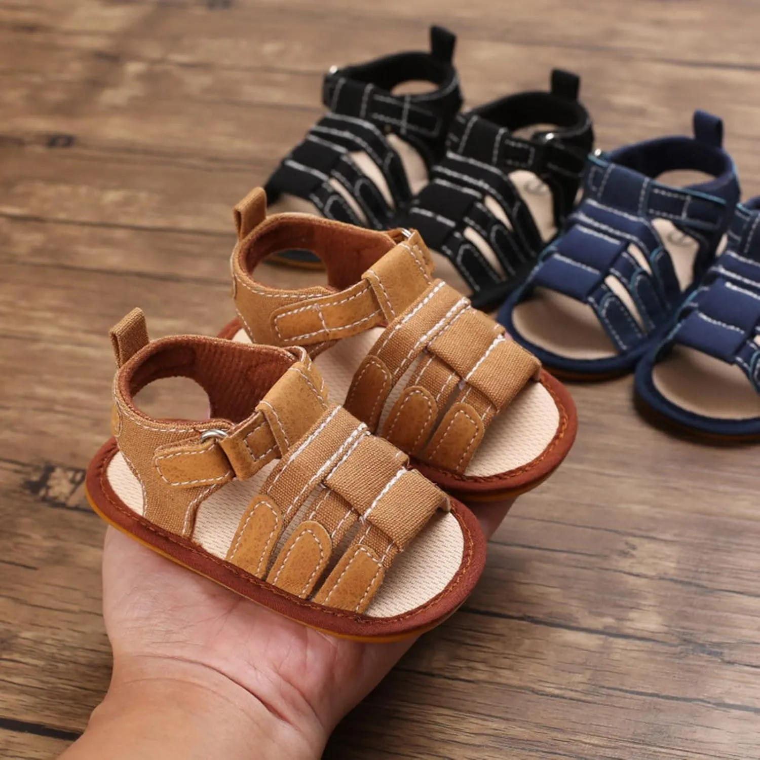 Infant Baby Boys Girls Summer Beach Sandals Non Slip Soft Rubber Sole Toddler Outdoor Open-Toe First Walking Shoes