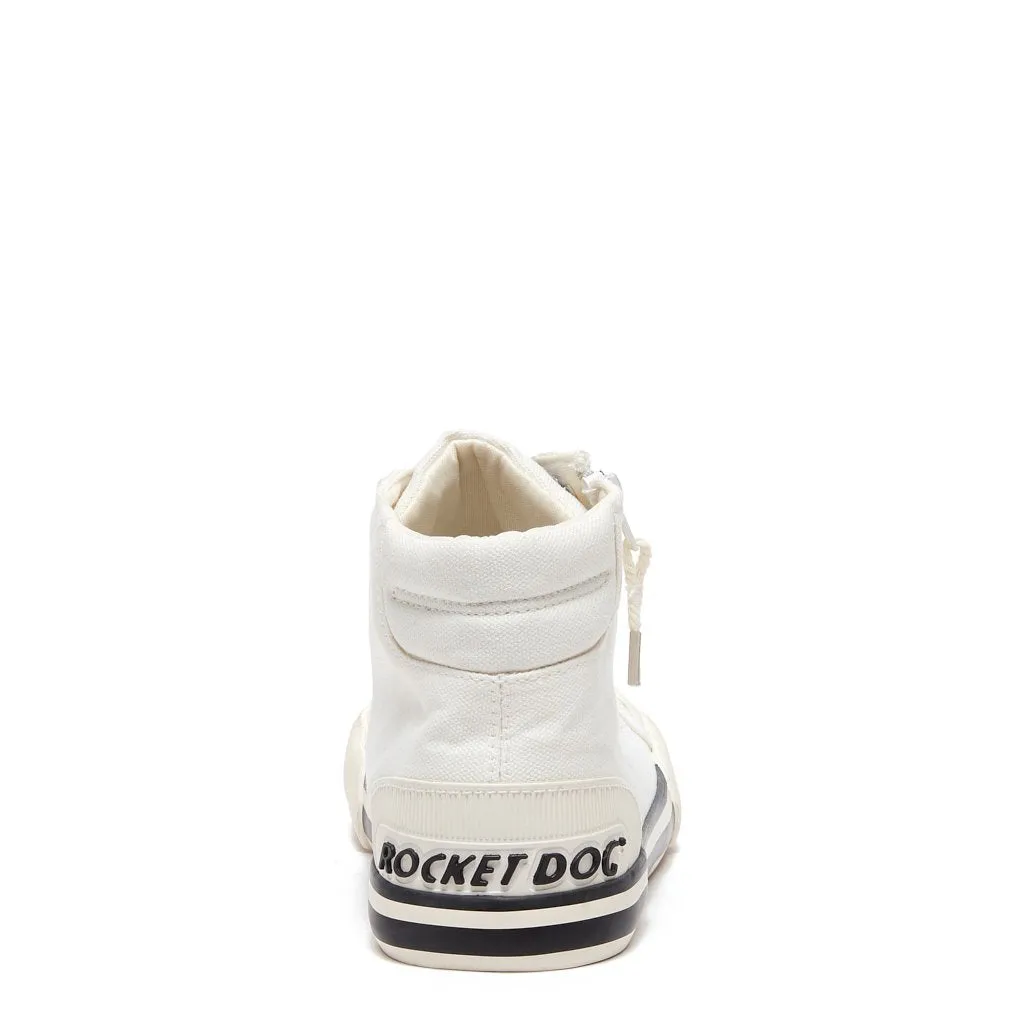 Jazzin White Canvas High-Top Trainers