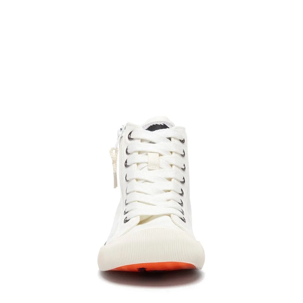 Jazzin White Canvas High-Top Trainers