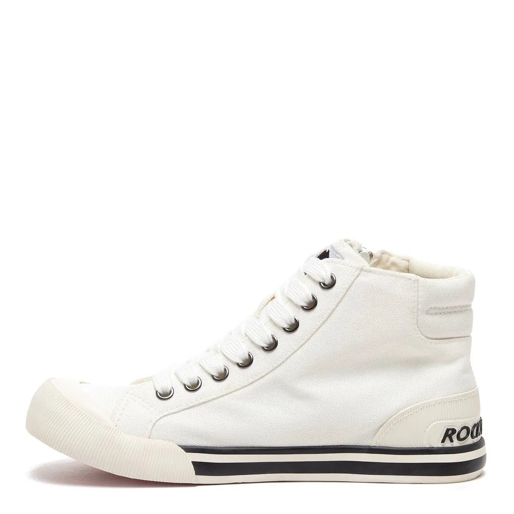 Jazzin White Canvas High-Top Trainers