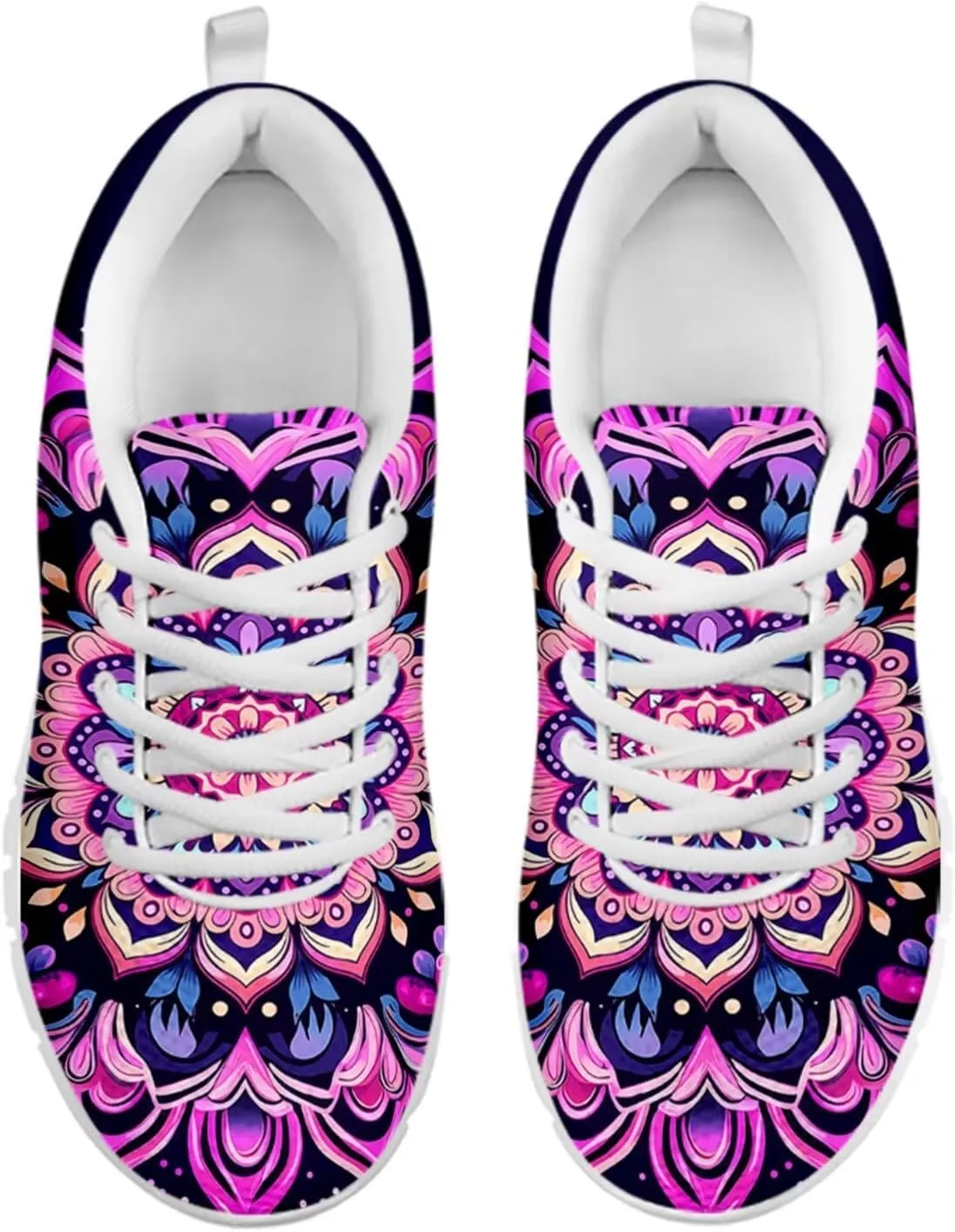 Jeiento Women Trainers Boho Mandala Walking Shoes Fashion Mesh Gym Sports Shoes Sneakers for Women