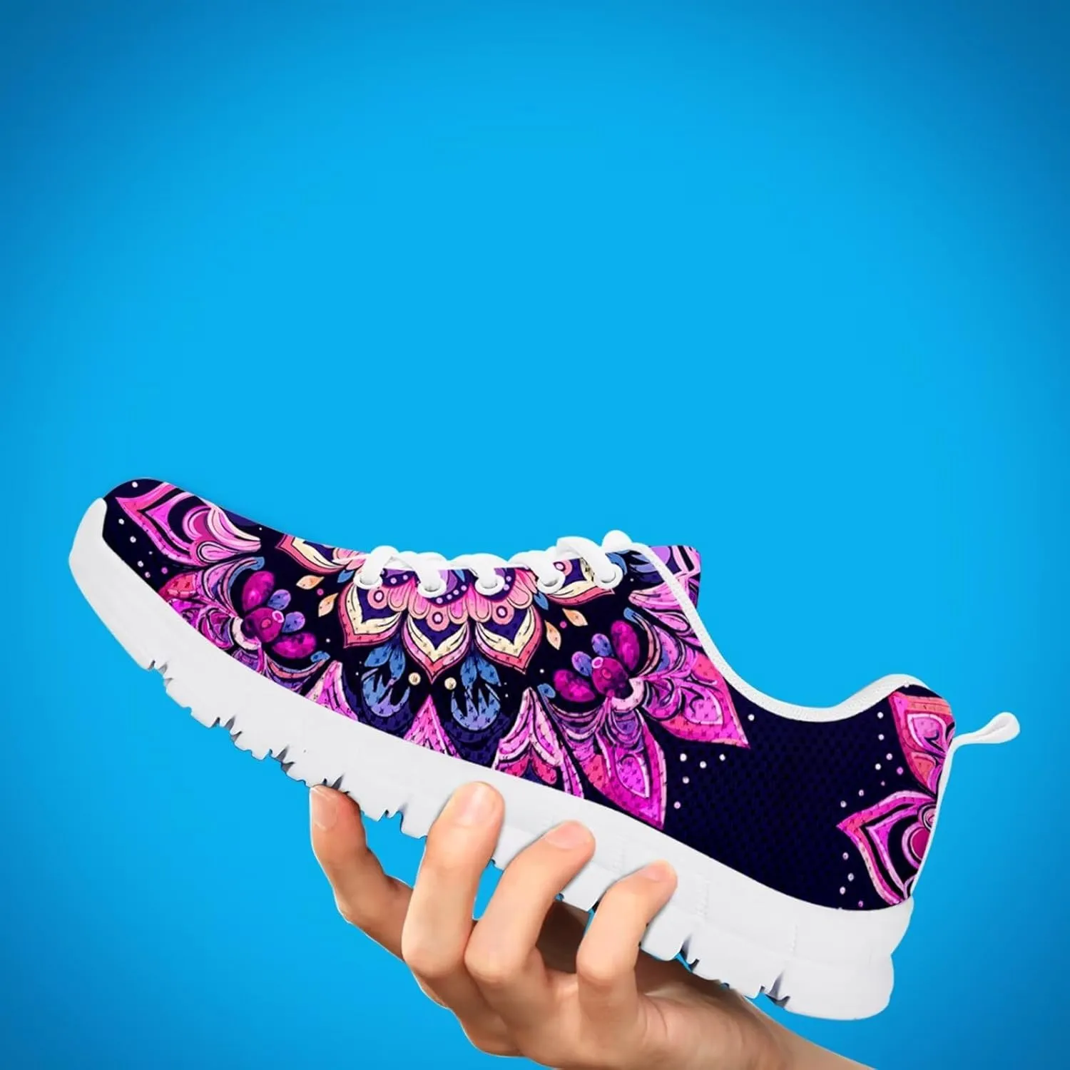 Jeiento Women Trainers Boho Mandala Walking Shoes Fashion Mesh Gym Sports Shoes Sneakers for Women