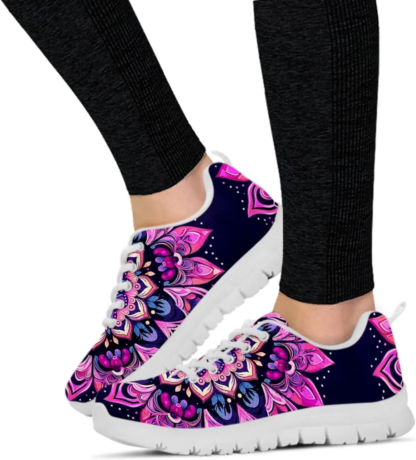 Jeiento Women Trainers Boho Mandala Walking Shoes Fashion Mesh Gym Sports Shoes Sneakers for Women