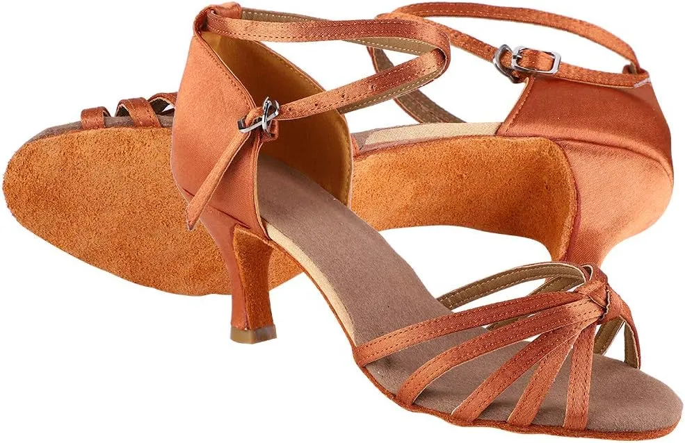 Jonlaki Ballroom Shoes, Soft Satin Latin Shoes, Women Ballroom Dancing Shoes, Social Beginner Practice Performance Shoes Latin Dance Shoes with Wear Ballroom Dance Shoes Women (37)