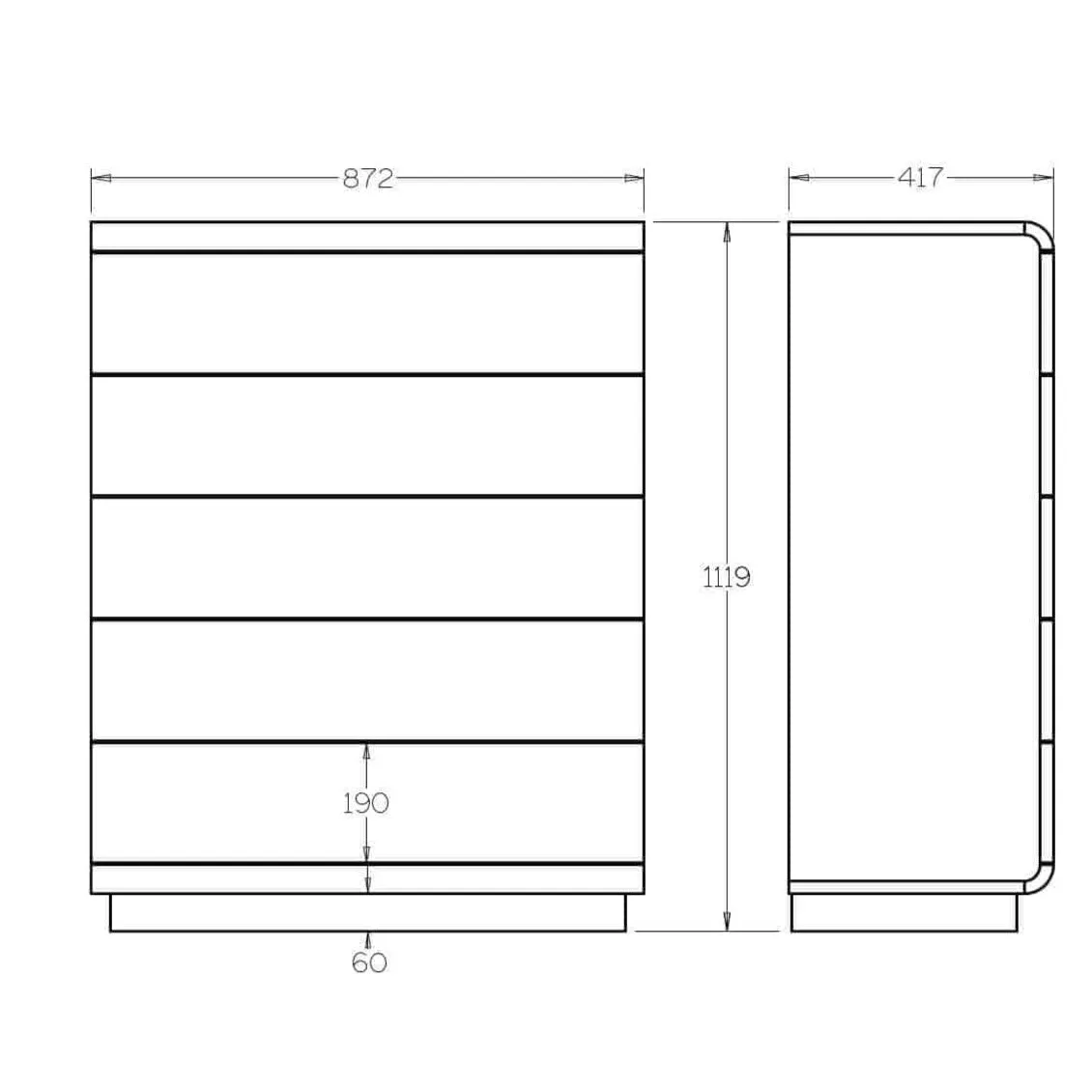 Karamea Tallboy 5 Drawer (Pine)