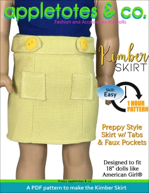 Kimber Skirt 18 Inch Doll Sewing Pattern