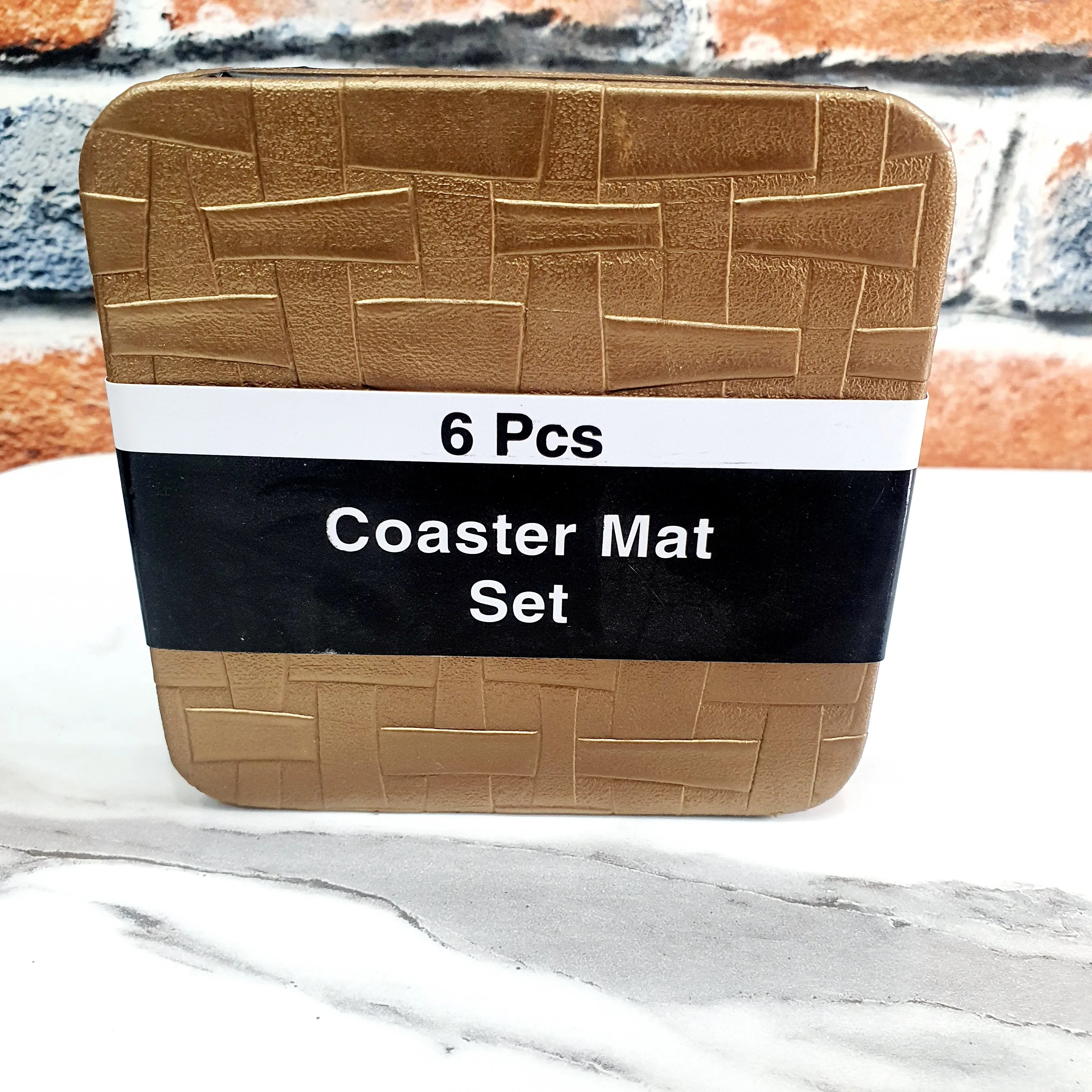 Leather Coaster Mats Square-Gold Ropes