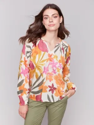 Long Sleeve Popover Blouse in Bouquet