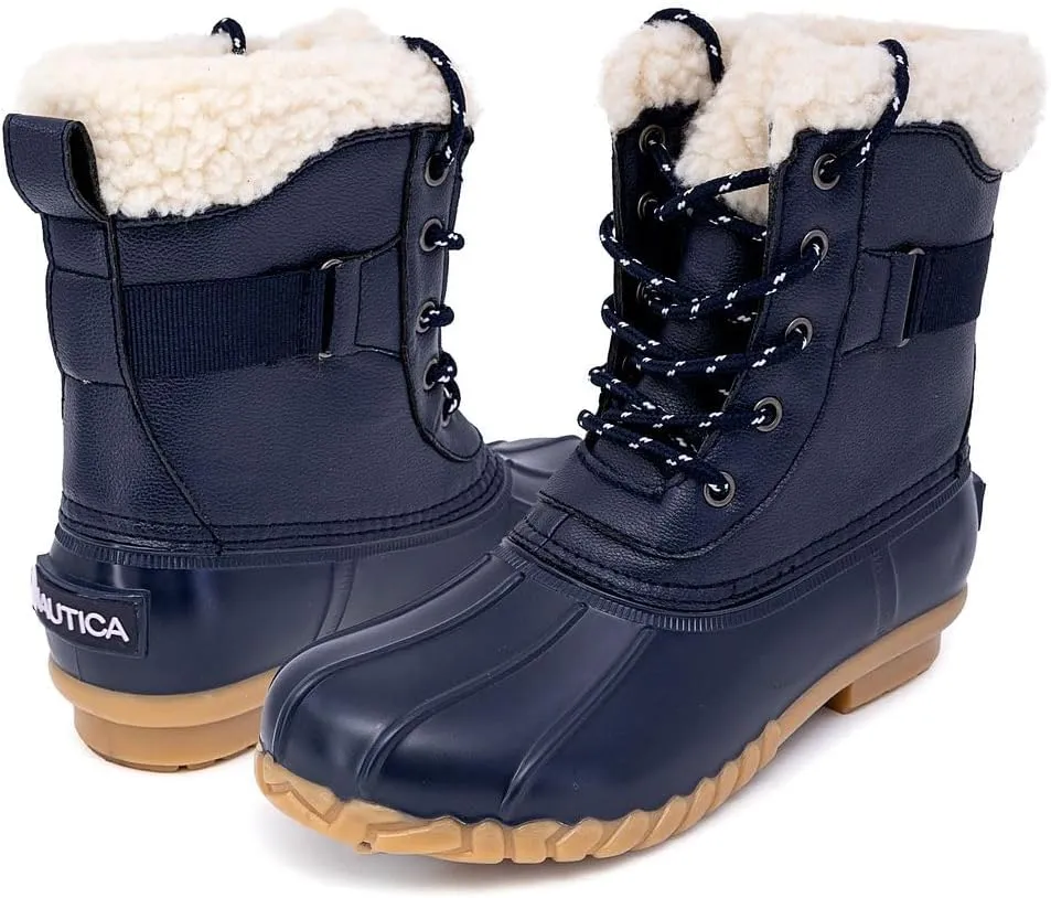 NAUTICA Women's Lace-Up Winter Snow & Rain Boots - Water-Resistant Insulated Boots with Cozy Faux Fur Lining for Warmth and Comfort - Glenoak