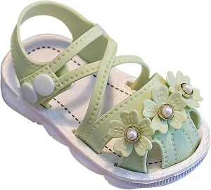 Newborn Baby Girl Cute Sandals Toddler Non-Slip Soft Rubber Sole Sandals Closed-Toe First Baby Cute Sweet Shoes