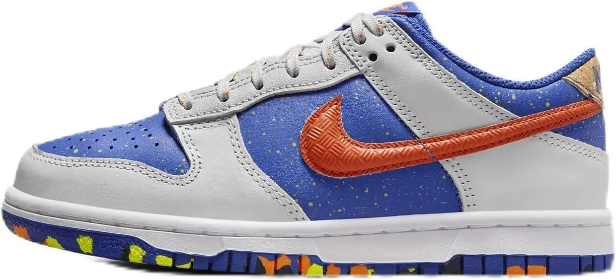 Nike Dunk Low Big Kids' Shoes (HJ9233-025, Photon Dust/Astronomy Blue/Volt/Total Orange) Size 6