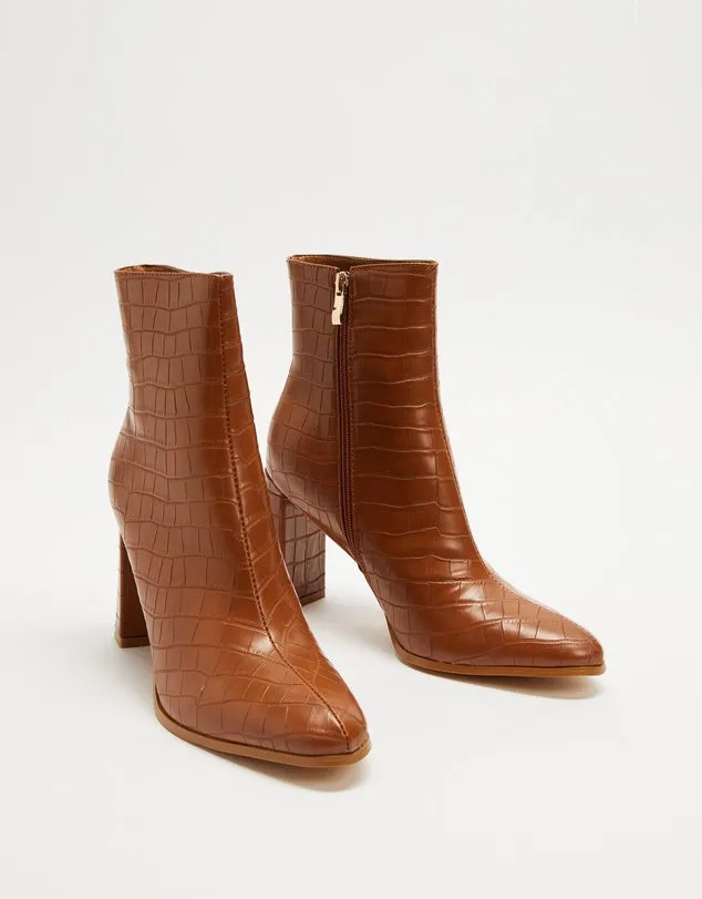 Oralie Boot - Tan/Croc