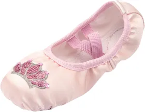 Pink Ballet Shoes Girls Satin Dance Practice Slippers Soft Lightweight with Elastic Laces for Yoga