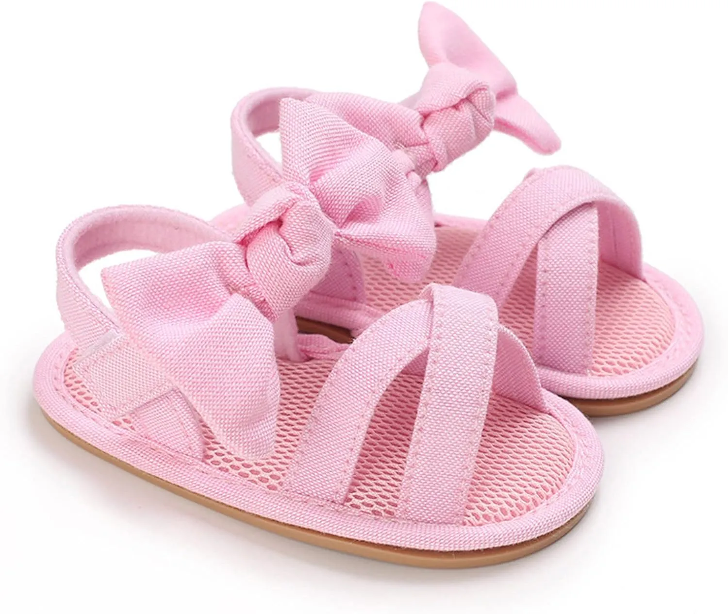 Prewalker Sandals for Toddler Baby Girls Open Toe Lightweight Flat Dress Shoes with Bow Cute Princess Sneakers