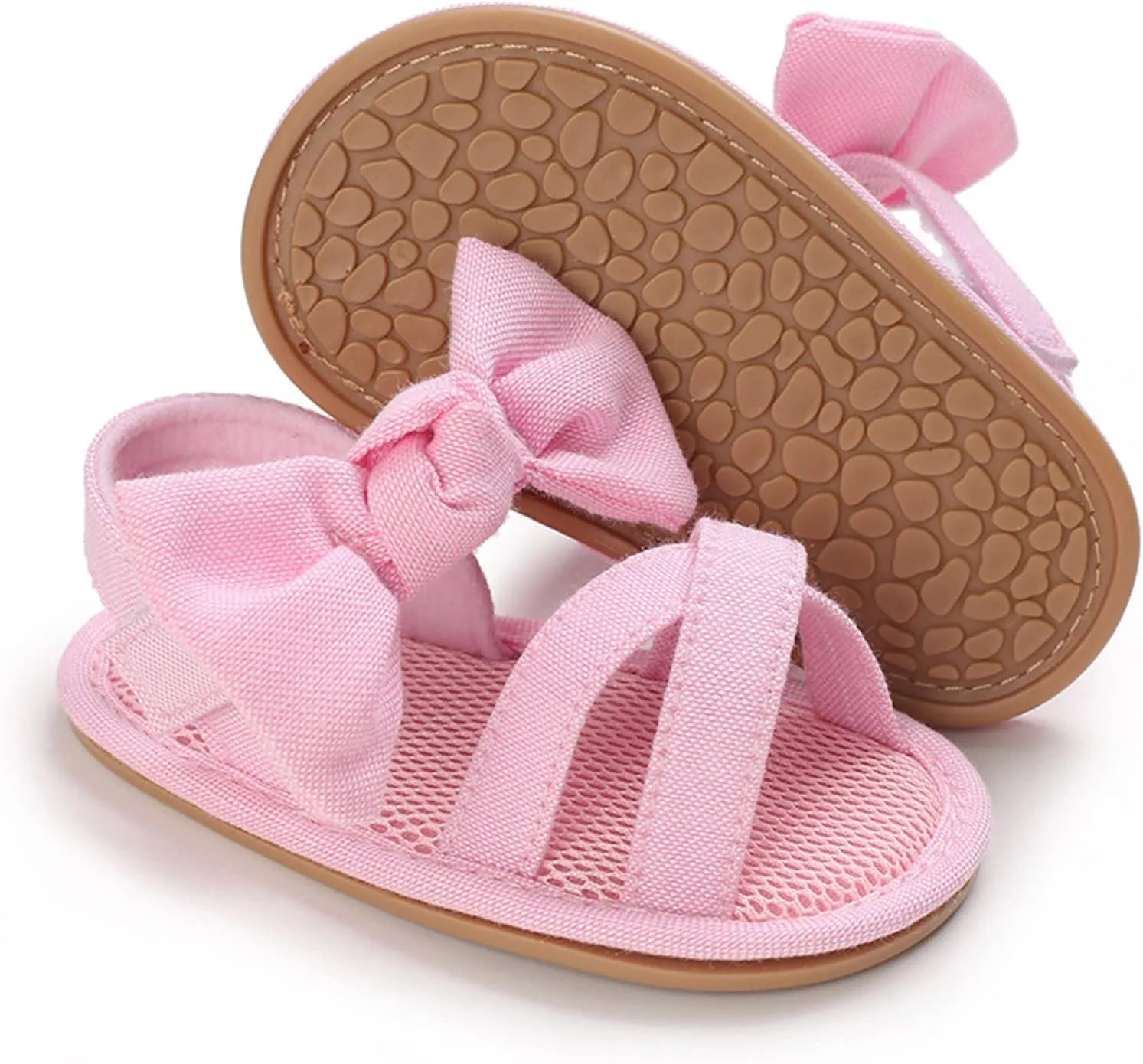 Prewalker Sandals for Toddler Baby Girls Open Toe Lightweight Flat Dress Shoes with Bow Cute Princess Sneakers
