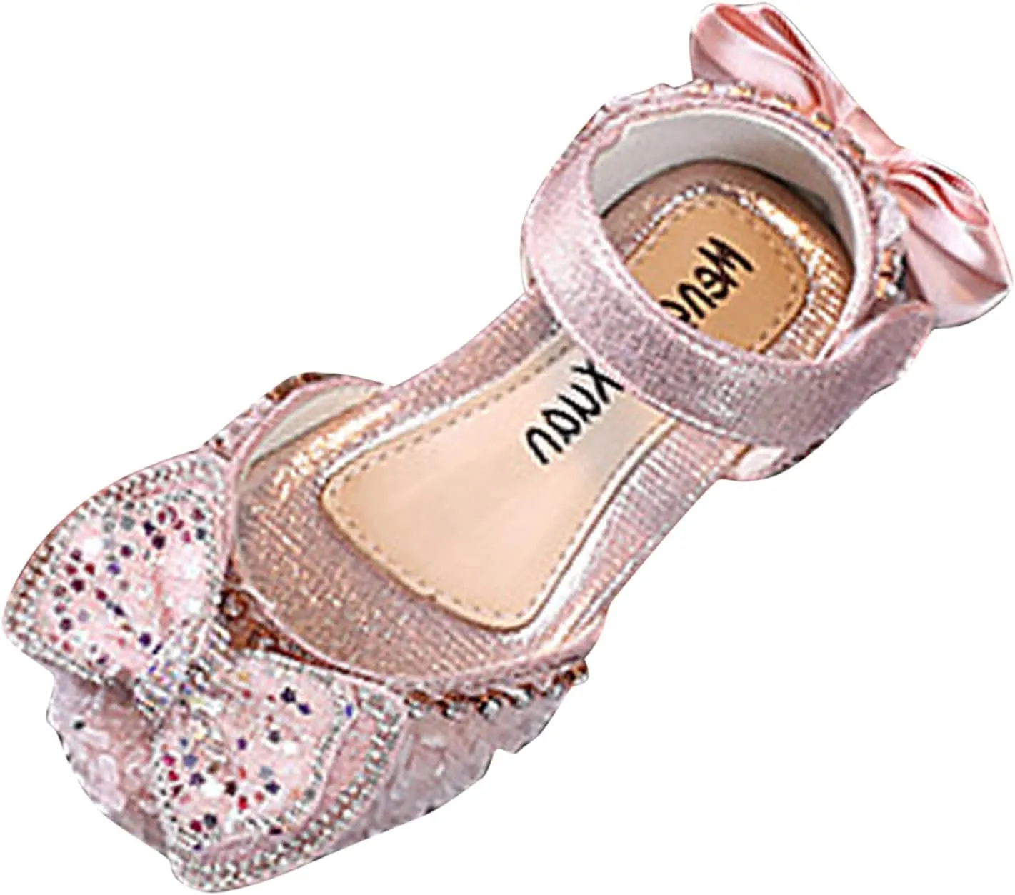 Princess Shoes for Kids, Girls Sequin Bowknot Flat Dress Shoes, Princess Bridesmaid Flower Girl Mary Jane Sandals