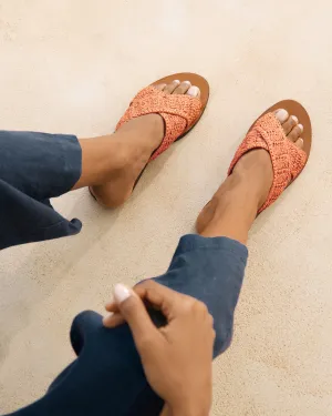 Raffia Leather Sandals - Q57Y0 - Yucatán Terracotta Crossed Bands