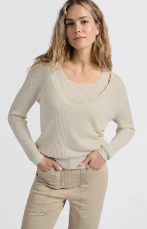Round Rib Sweater w/ Tank - Nature