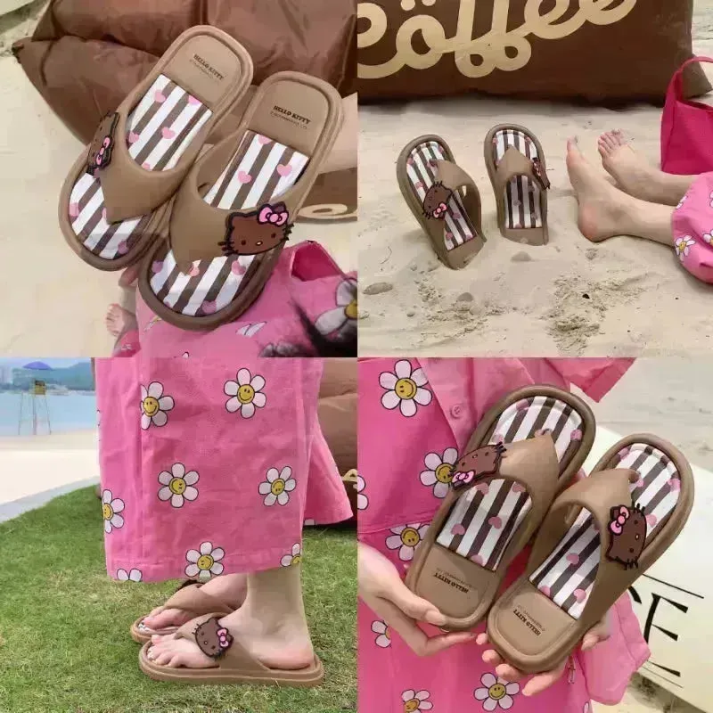 Sanrio Vivid Kuromi Hello Kitty Flip Flops