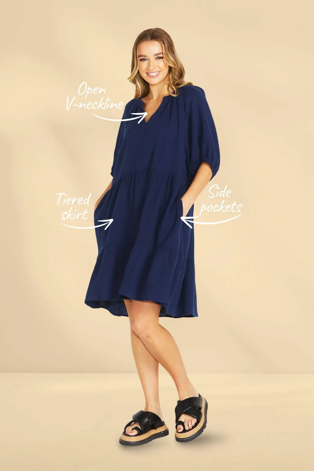 Sass Henny Dress Navy