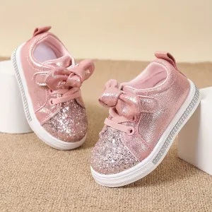 Sequin Sneaker Shoes with Bow and Fabric Lining