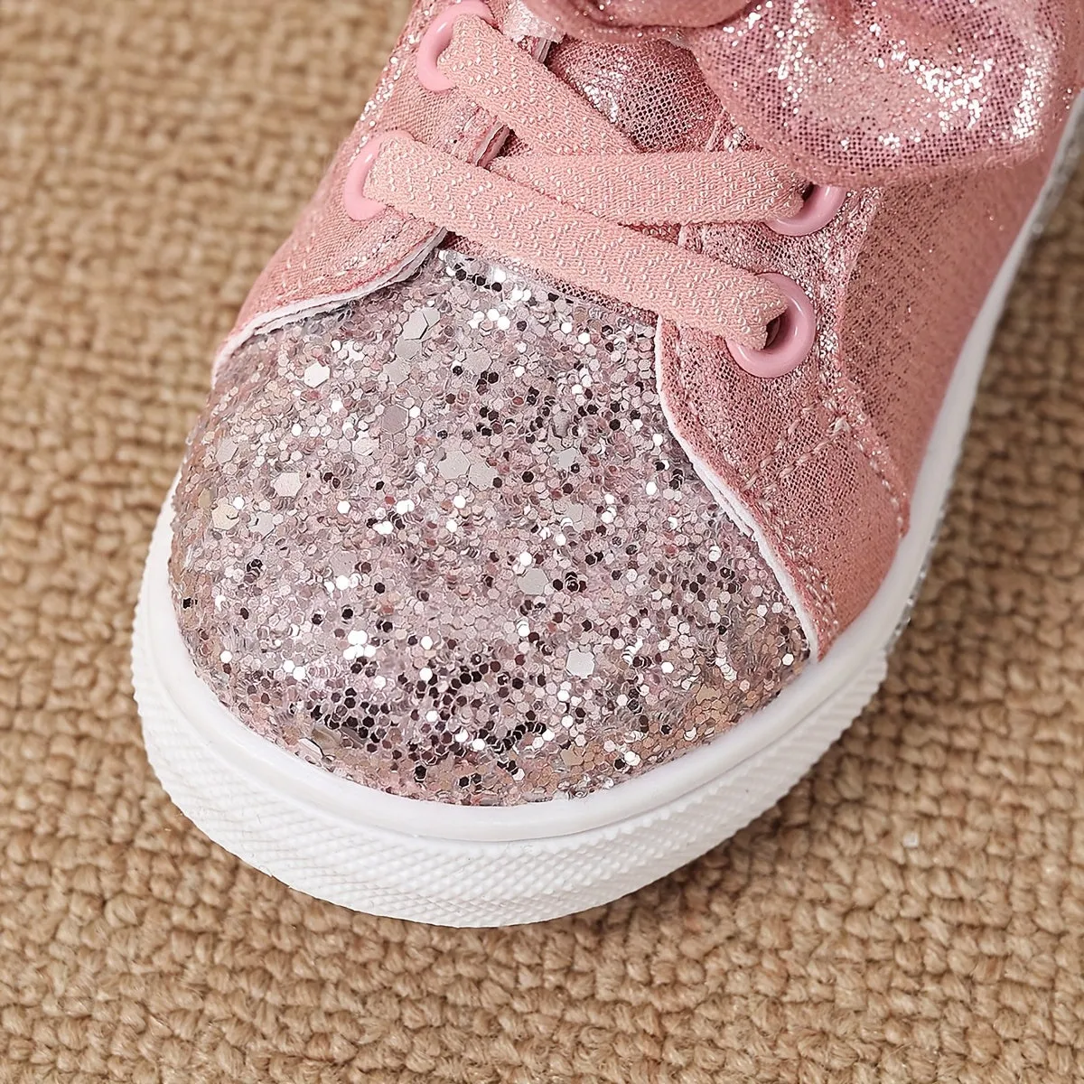 Sequin Sneaker Shoes with Bow and Fabric Lining