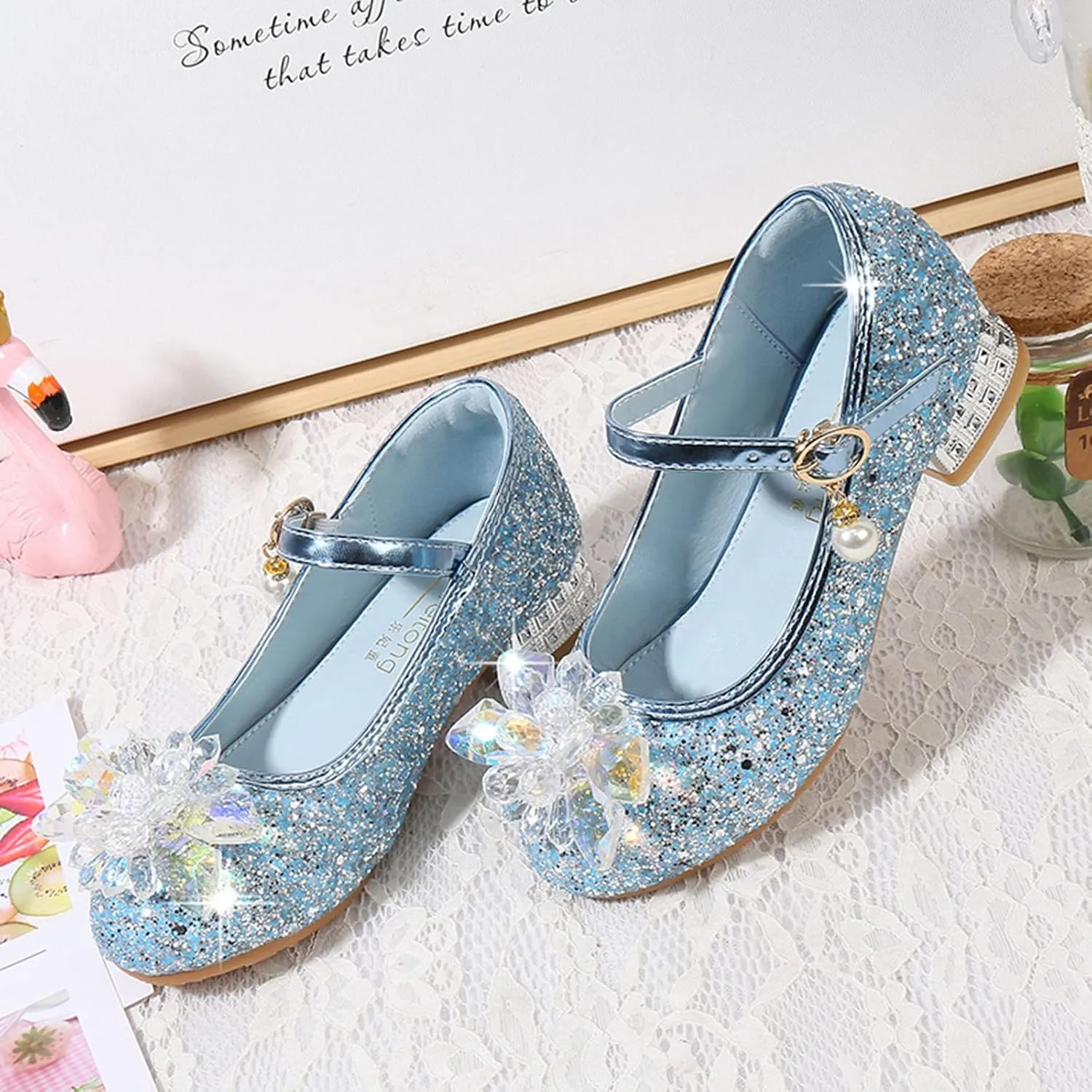 Shoes Low Heel Baby Girls Dress Shoes Cute Bowknot Sparkle Mary Jane Flower Girls Wedding Birthday Party Prom