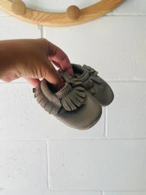 Soft Grey Leather Slippers, size 2