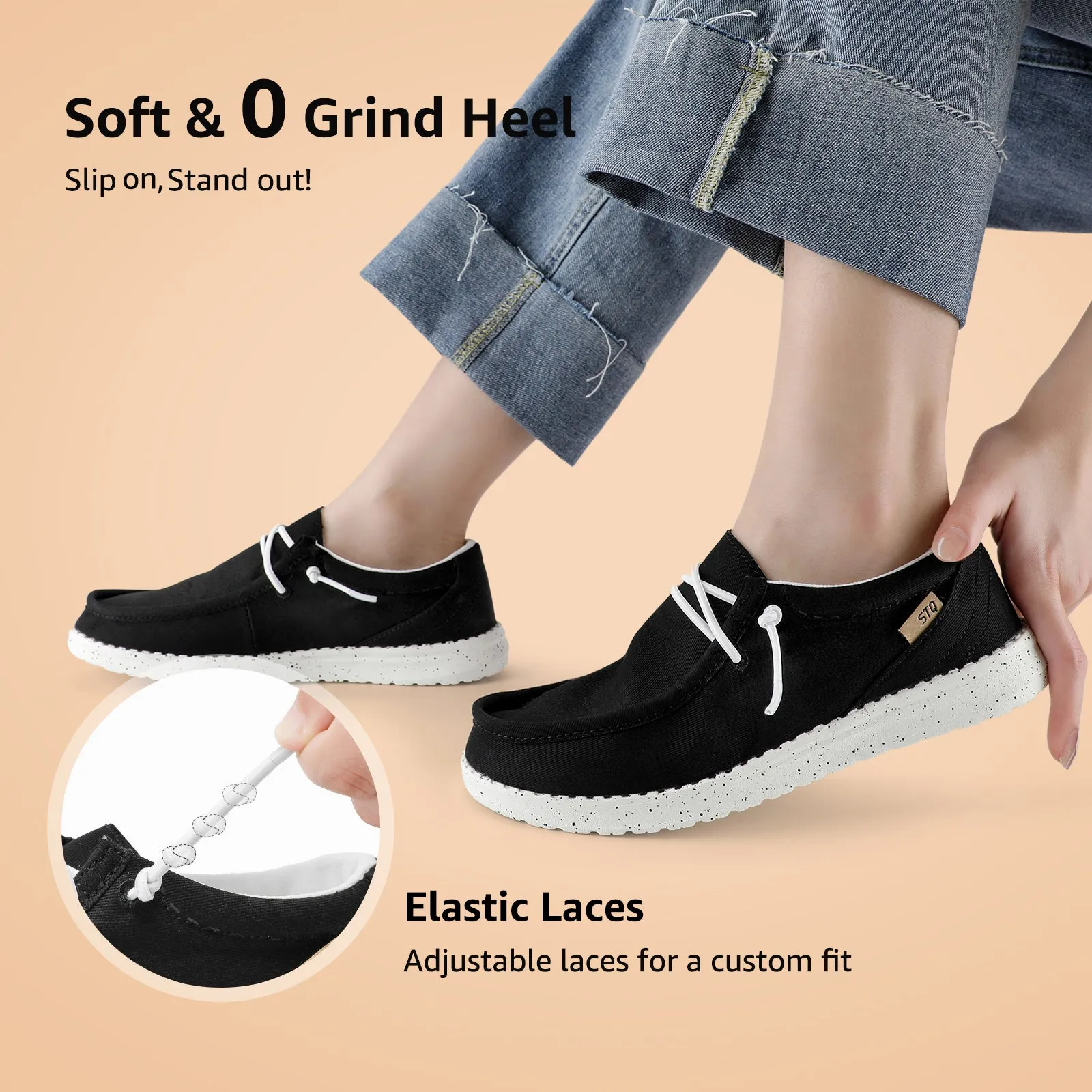 STQ Women's Orthopedic Loafers丨Lightweight Casual Boat Shoes for Plantar Fasciitis