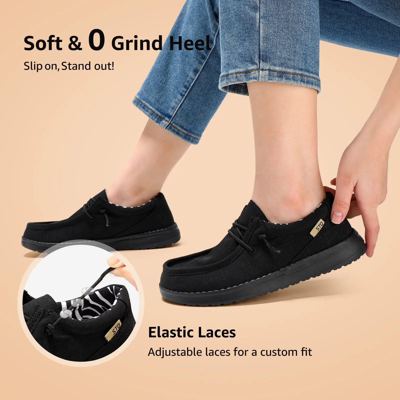 STQ Women's Orthopedic Loafers丨Lightweight Casual Boat Shoes for Plantar Fasciitis